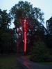 OBELISK (2019), Light Valmez Festival, Valašské Meziříčí (CZ) – Pavel Korbička, Kinsky Park, neon glass tubes, a pair of trees, 1800 cm