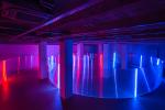 SPACE OF PERCEPTION (2021), Telegraph Gallery, Olomouc (CZ) – Pavel Korbička, site-specific installation, polycarbonates, neons, 210x2143x1569 cm, photo: Jan Vermouzek